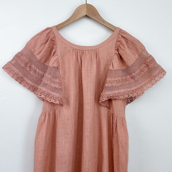 Old Navy Girl's Peachy Pink Cotton Flutter Sleeve Dress NWT - Picture 4 of 9